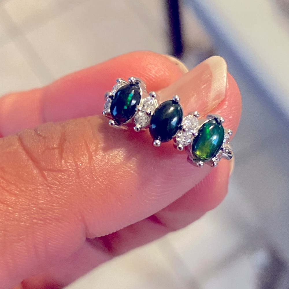 Black Opal Ring, Ethiopian Opal Ring,
